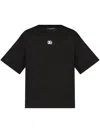 Dolce & Gabbana Black T-shirt With Logo Decorated With Crystals On The Front In Black
