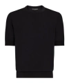 Dolce & Gabbana Silk Round-neck Sweater With Dg Embroidery In Black