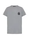 Dolce & Gabbana Crewneck T-shirt With Logo-patch In Gray