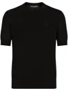 Dolce & Gabbana Silk Round-neck Sweater With Dg Embroidery In N0000 Black