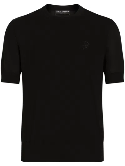 DOLCE & GABBANA LOGO-EMBROIDERED T-SHIRT