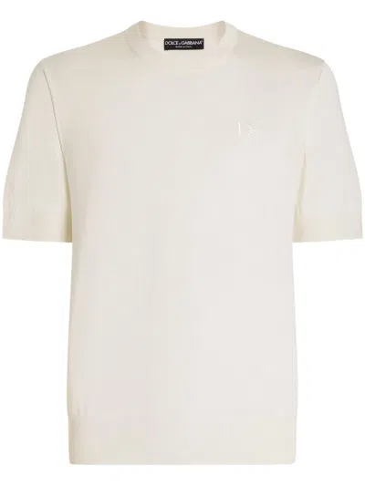 Dolce & Gabbana Logo-embroidered T-shirt In White
