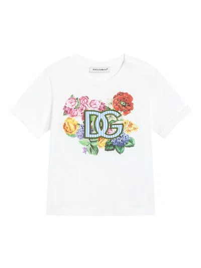 Dolce & Gabbana Babies' Logo-embroidered T-shirt In White