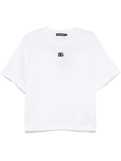 Dolce & Gabbana Logo-embroidered T-shirt In White