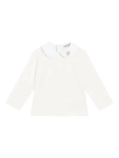 Dolce & Gabbana Babies' Logo-embroidered T-shirt In White