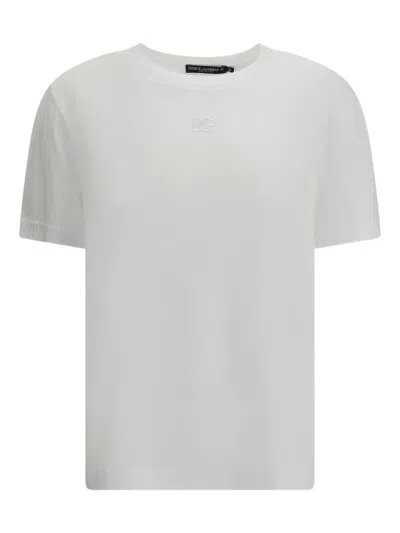 Dolce & Gabbana Logo-embroidered T-shirt In White