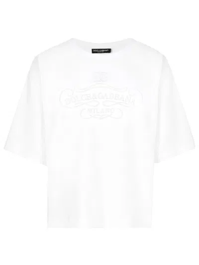 Dolce & Gabbana Logo-embroidered T-shirt In White