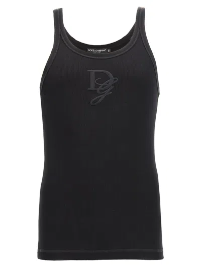 DOLCE & GABBANA LOGO EMBROIDERED TANK TOP