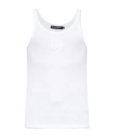 DOLCE & GABBANA DOLCE  GABBANA LOGO EMBROIDERED TANK TOP