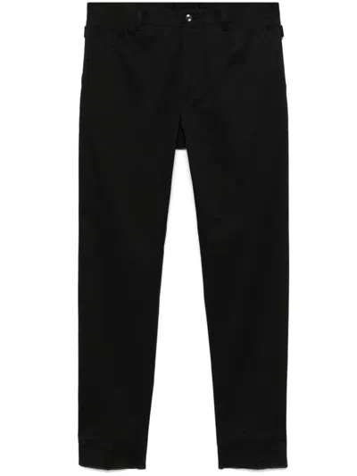 Dolce & Gabbana Logo-embroidered Tapered Leg Cotton Trousers In Black