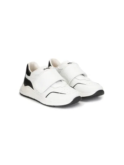 Dolce & Gabbana Kids' Logo-embroidered Touch Strap Trainers In White