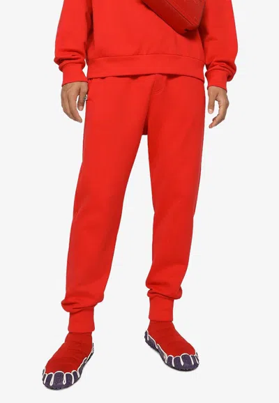 Dolce & Gabbana Logo-embroidered Track Pants In Red