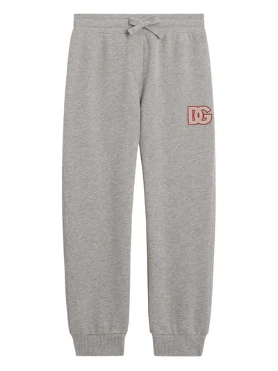 Dolce & Gabbana Kids' Logo-embroidered Track Pants In Gray