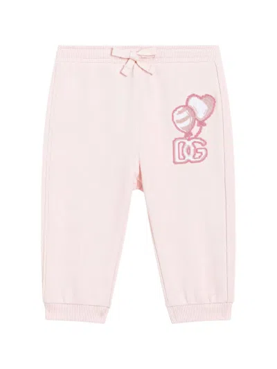 Dolce & Gabbana Babies' Logo-embroidered Track Pants In Pink