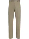 Dolce & Gabbana Stretch Cotton Trousers With Embroidered Logo In Neutrals