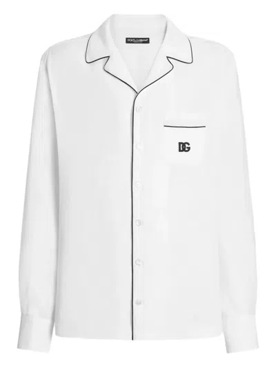 Dolce & Gabbana Logo-embroidered Vanity Shirt In White