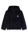 Dolce & Gabbana Logo-embroidered Velvet Hoodie In Blue