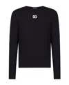 Dolce & Gabbana Logo-embroidered Virgin Wool Jumper In Black