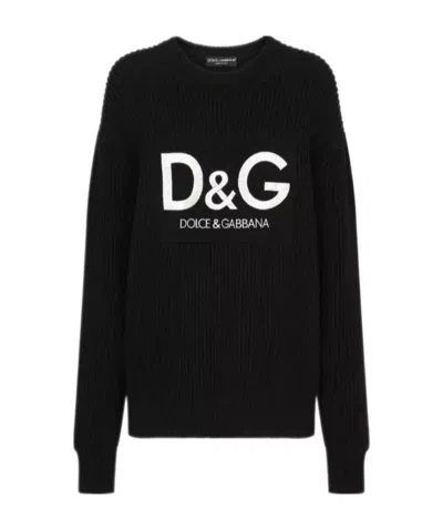 Dolce & Gabbana Logo-embroidered Wool Jumper In Black
