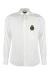 Dolce & Gabbana Crest Embroidered Poplin Shirt In Optic White