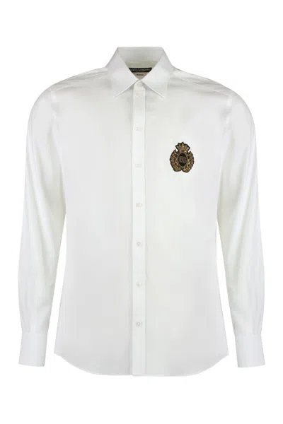 Dolce & Gabbana Logo Embroidery Cottond Shirt In White