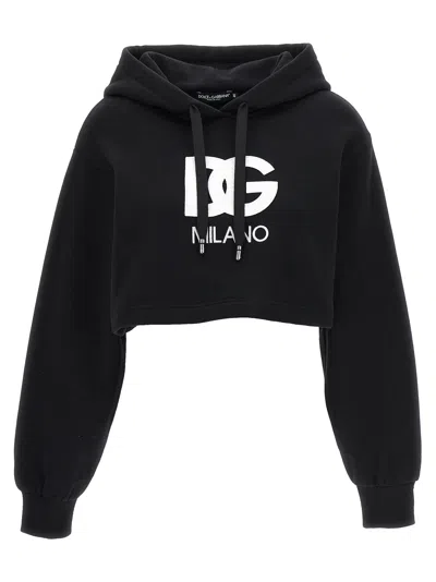 Dolce & Gabbana Logo Embroidery Cropped Hoodie