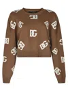 Dolce & Gabbana Dg Monogram Virgin Wool Jumper In Beige