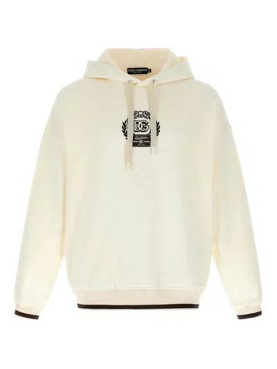Dolce & Gabbana Logo Embroidery Hoodie In Neutral