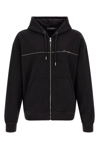 Dolce & Gabbana Kapuzenpullover Mit Logostickerei In Black