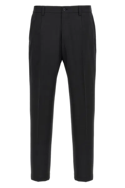 Dolce & Gabbana Logo Embroidery Pants In Black