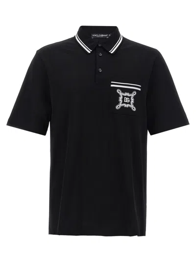 Dolce & Gabbana Logo Embroidery Polo Shirt In Black