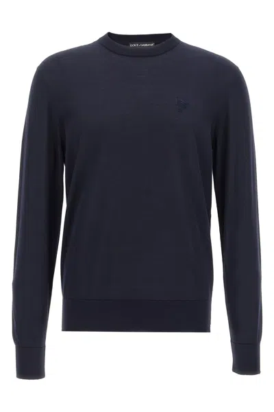 Dolce & Gabbana Logo Embroidery Sweater In Blue