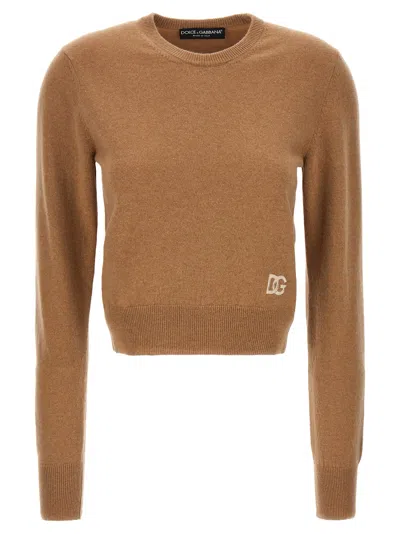 Dolce & Gabbana Logo Embroidery Sweater Sweater, Cardigans Beige