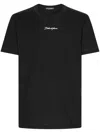 Dolce & Gabbana Black Crewneck T-shirt With Signature Logo In Cotton Man In Black
