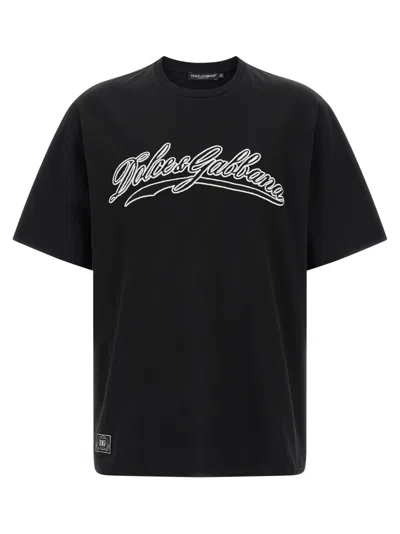 Dolce & Gabbana Short Sleeve T-shirt With Logo In Black