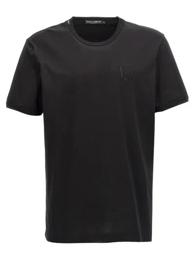 Dolce & Gabbana Logo Embroidery T-shirt In Black