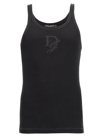 Dolce & Gabbana Men Logo Embroidery Tank Top In Black