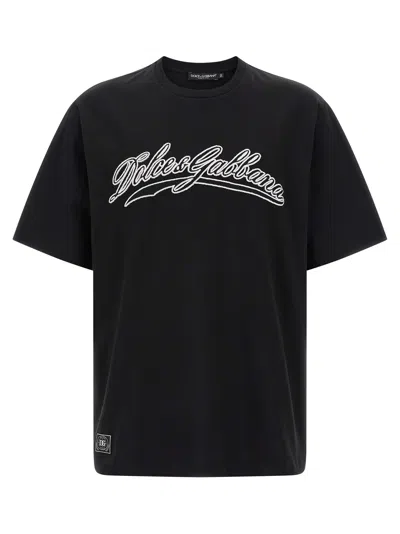 Dolce & Gabbana Logo Embroidery T-shirt In Black