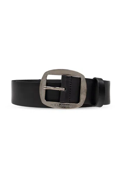 Dolce & Gabbana Logo Engraved Belt In Black