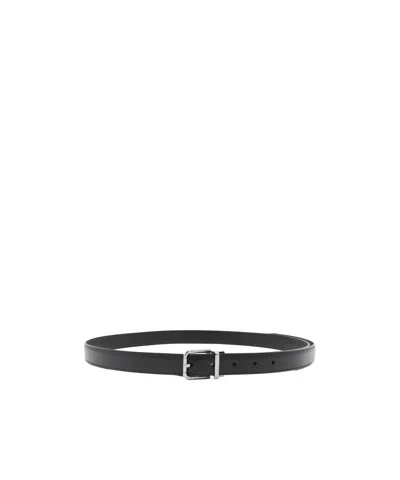 Dolce & Gabbana Black Leather Belt In Nero/rutenio