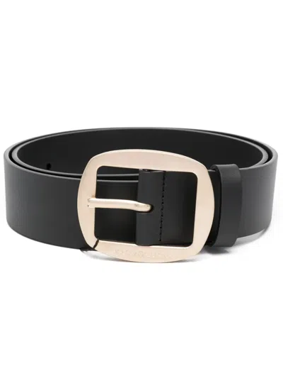 Dolce & Gabbana Logo-engraved-buckle Leather Belt In Schwarz