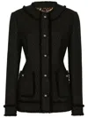 Dolce & Gabbana Black Single-breasted Jacket With Branded Button In Tweed Woman In Black