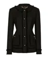 Dolce & Gabbana Black Single-breasted Jacket With Branded Button In Tweed Woman In Black