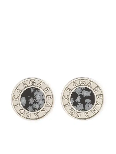 Dolce & Gabbana Logo-engraved Cufflinks In Silver