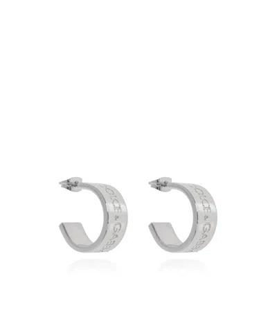 DOLCE & GABBANA DOLCE  GABBANA LOGO-ENGRAVED HOOP EARRINGS