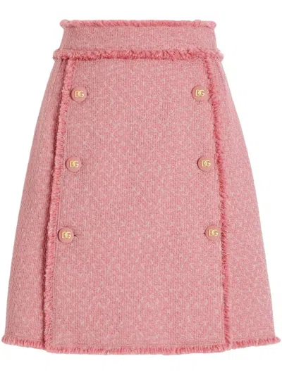 Dolce & Gabbana Logo-engraved Mini Skirt In Pink