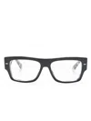 Dolce & Gabbana Logo Engraved Rectangle-frame Glasses In Black