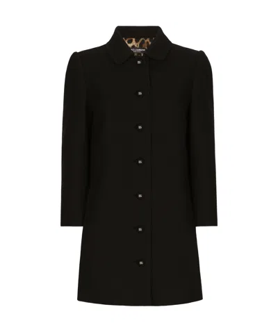 Dolce & Gabbana Short Woolen Coat In Black