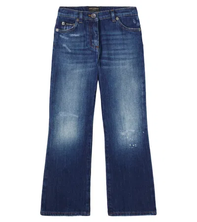 Dolce & Gabbana Kids' Logo Faded Jeans In Blue