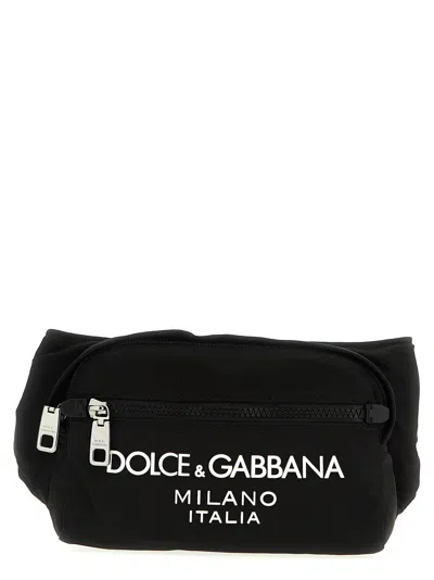 Dolce & Gabbana Logo Fanny Pack Crossbody Bags Black In White/black